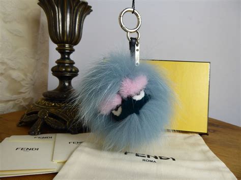 FENDI fur ball monster bug fuzzy keychain Pink “E” 